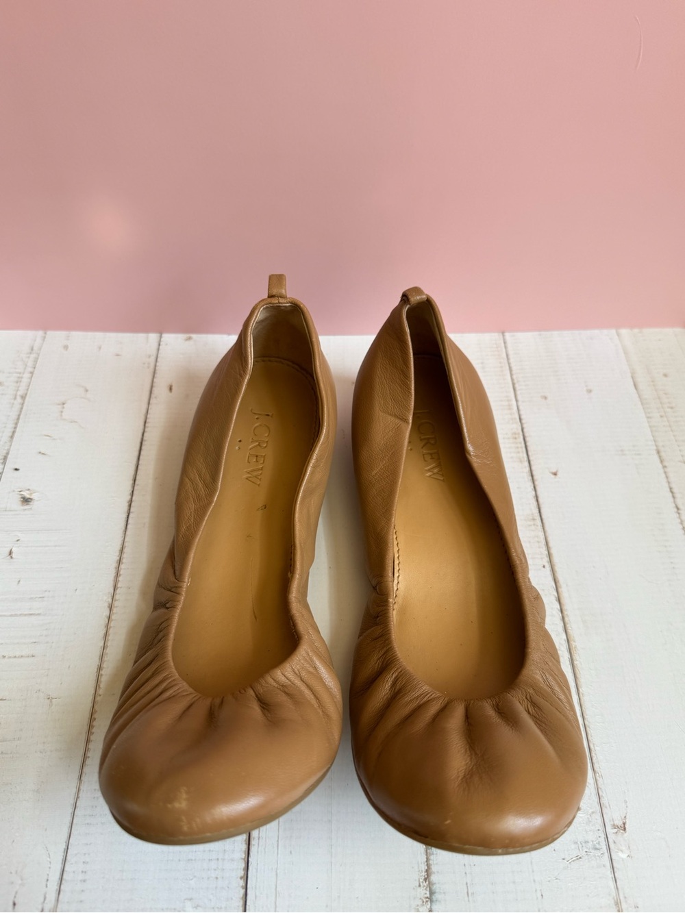 J. Crew Women's Camel Leather Ballet Flats